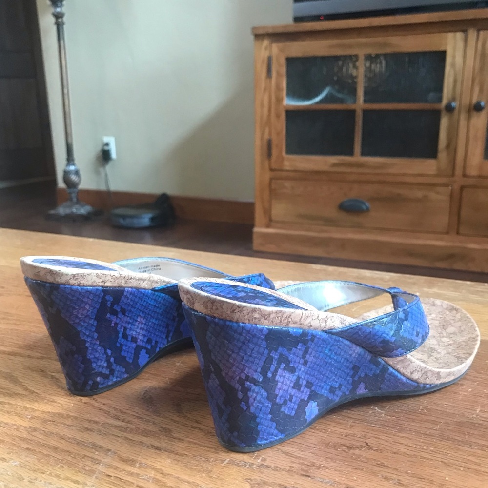 Purple Faux Python Pattern Wedged Sandal - Picture 3 of 4